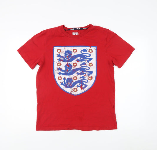 England Men's Red Sports Graphic Print T-Shirt Size M