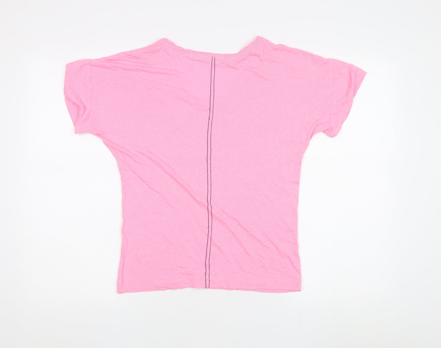 White Stuff Women's Pink V-Neck T-Shirt, Size 16