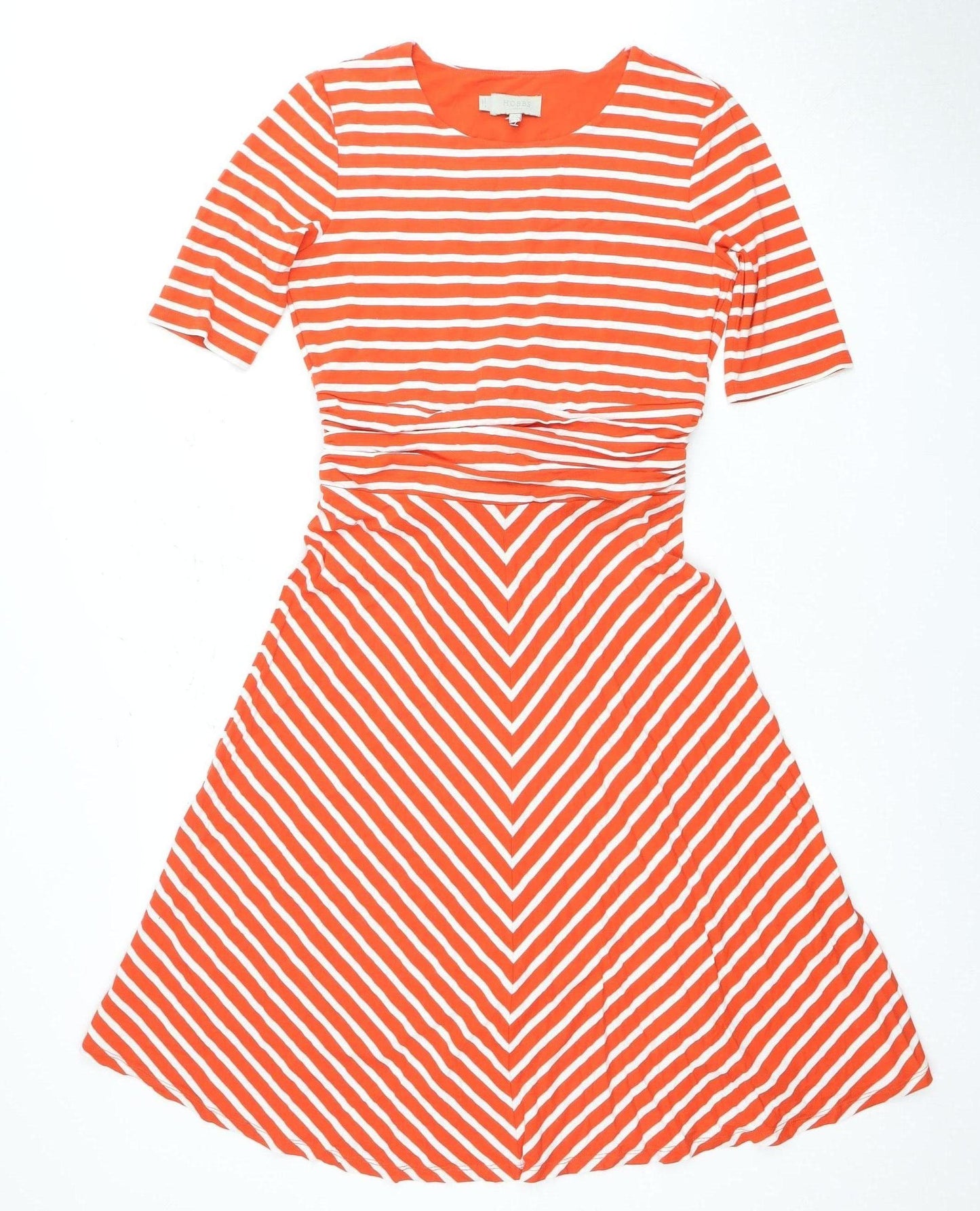 Hobbs Women’s Orange Striped Midi Dress Size 10