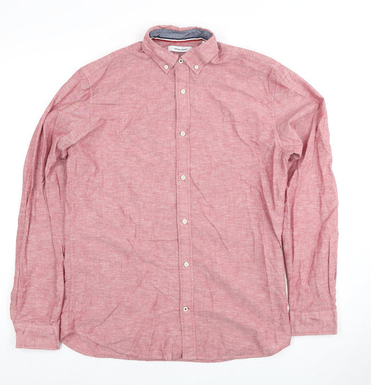 Jack & Jones Men's Red Small Casual Long Sleeve Shirt