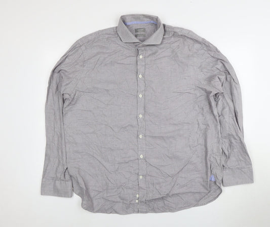 Jaeger Men's Check Regular Fit Cotton Dress Shirt L