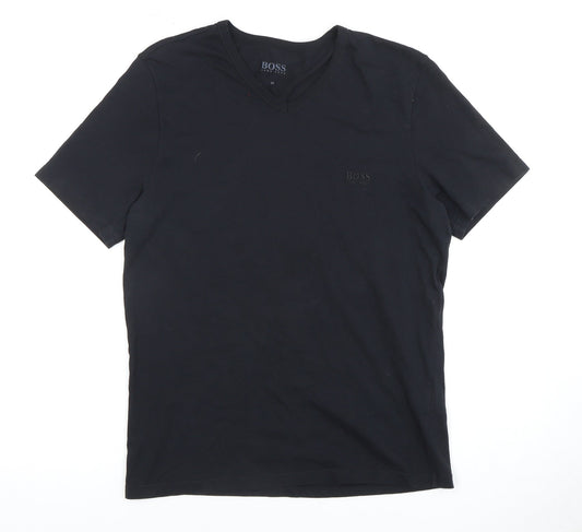Hugo Boss Men's Black V-Neck T-Shirt, Medium