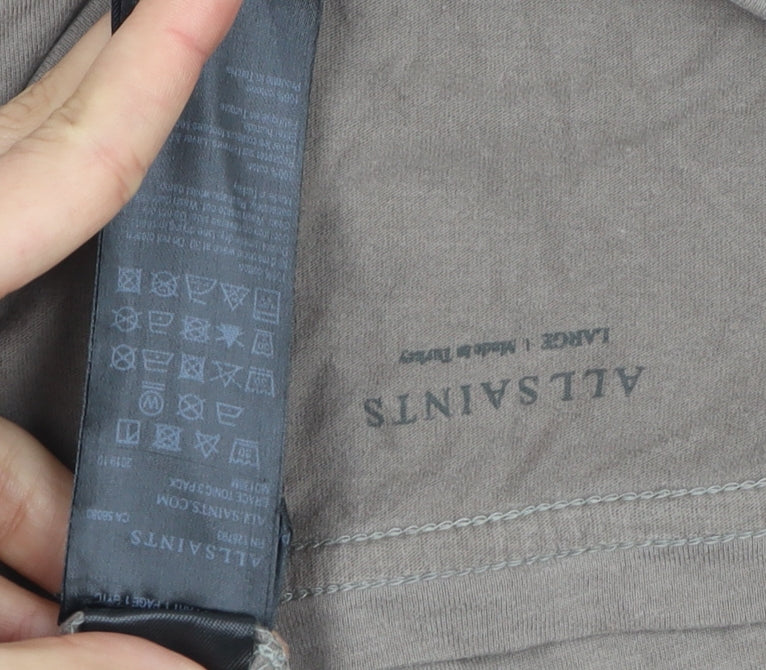 AllSaints Men's Beige Crew Neck T-Shirt Size L