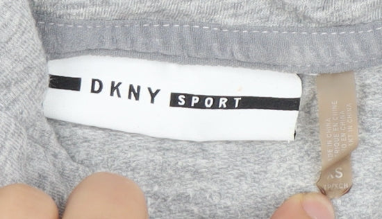 DKNY Women Grey Hoodie, Size S, with Logo & Zip