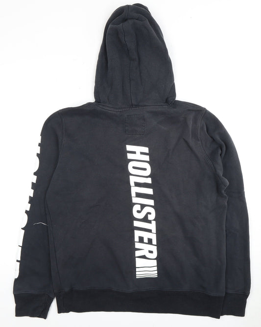 Hollister Men's Black Pullover Hoodie, M, Logo Accents