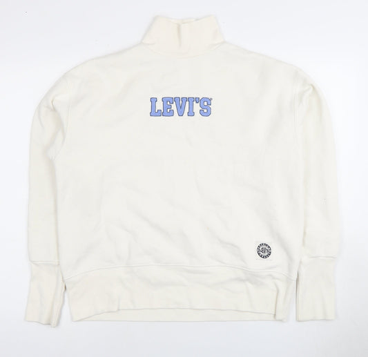 Levi's Ivory Graphic Print Women's XS Mock Neck Sweatshirt