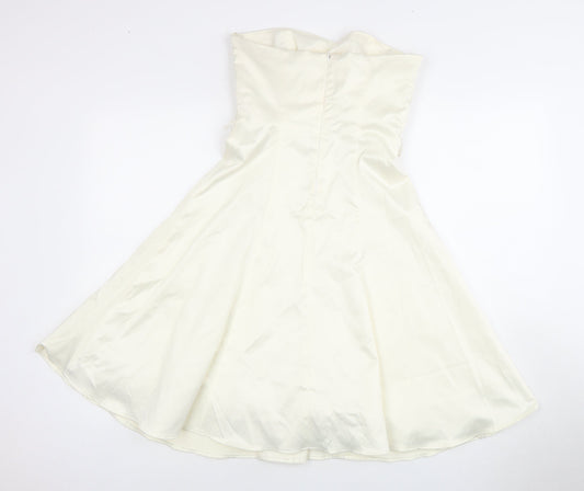 Jane Norman Women's Ivory A-Line Midi Dress, Size 8