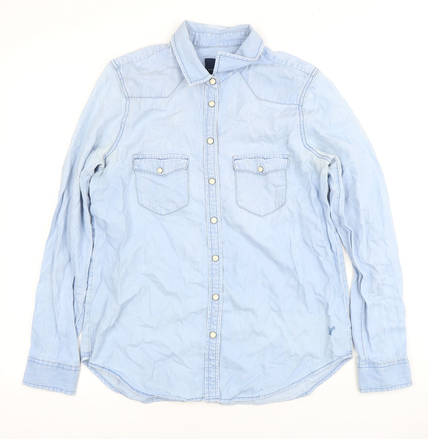 American Eagle Blue Button-Up Shirt S Long Sleeve Collared