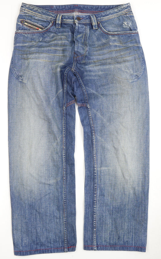 Diesel Men's Blue Straight Regular Fit Jeans