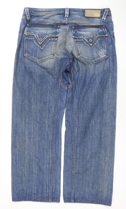 Diesel Men's Blue Straight Regular Fit Jeans