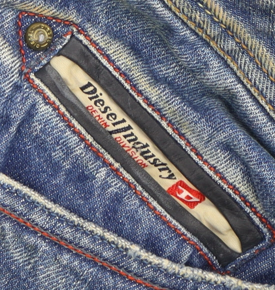 Diesel Men's Blue Straight Regular Fit Jeans