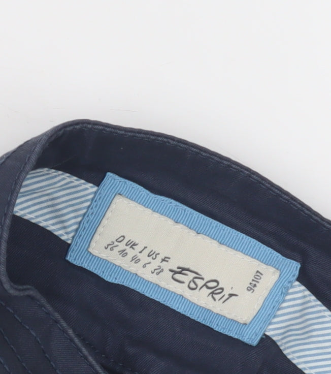 Brand and care label for ESPRIT Women's Blue Skirt, size 10, Button Closure