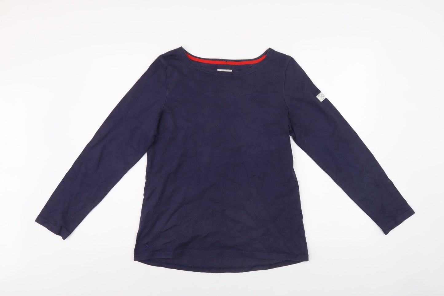 Joules Women's Blue Boat Neck Cotton Top Size 12