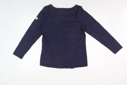 Joules Women's Blue Boat Neck Cotton Top Size 12