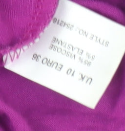 Brand and care label for Kaliko Women's Purple 3/4 Sleeve V-Neck Top, size 10