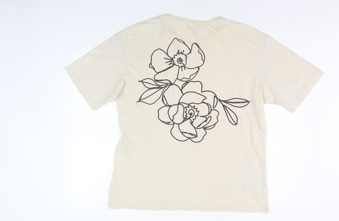 Jack & Jones Men's Beige Floral Graphic T-Shirt - L