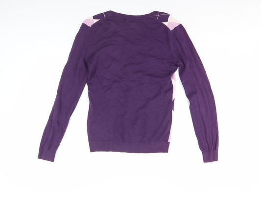 Tommy Hilfiger Women's Purple Argyle Pullover Jumper