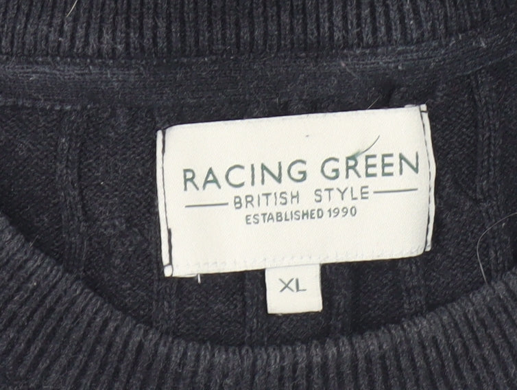 Racing Green Men's XL Black Wool Pullover Jumper