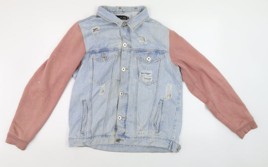 Condemned Womens Nation Blue XL Denim Jacket, Distressed Casual