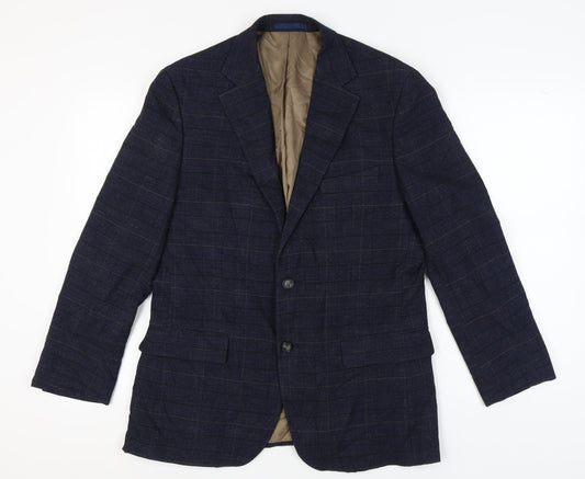 Moss 1851 Men's Blue Check Blazer 42 Regular Fit