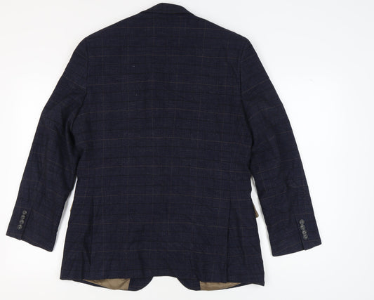 Moss 1851 Men's Blue Check Blazer 42 Regular Fit