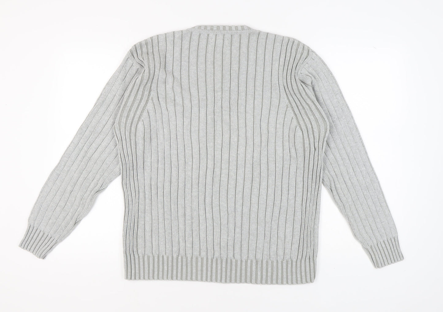 Jeff Banks Men's Grey V-Neck Pullover Jumper Size L