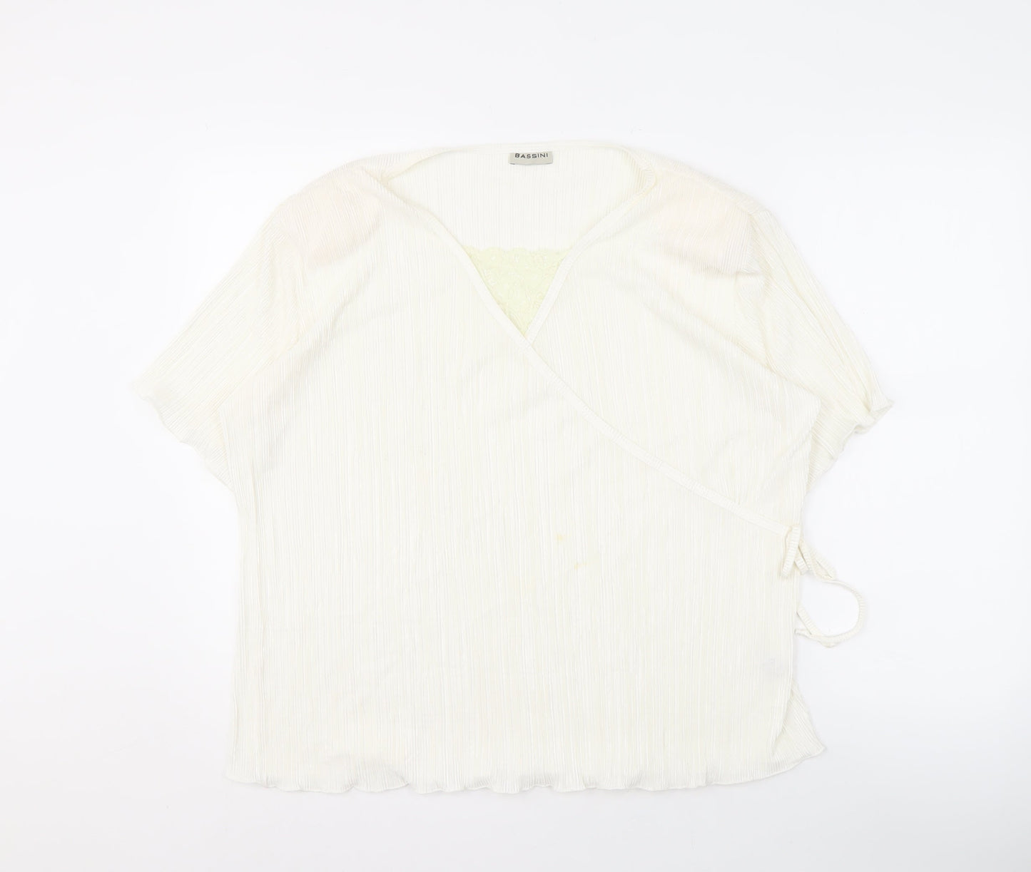 Bassini Women's Ivory Wrap Blouse Size XL