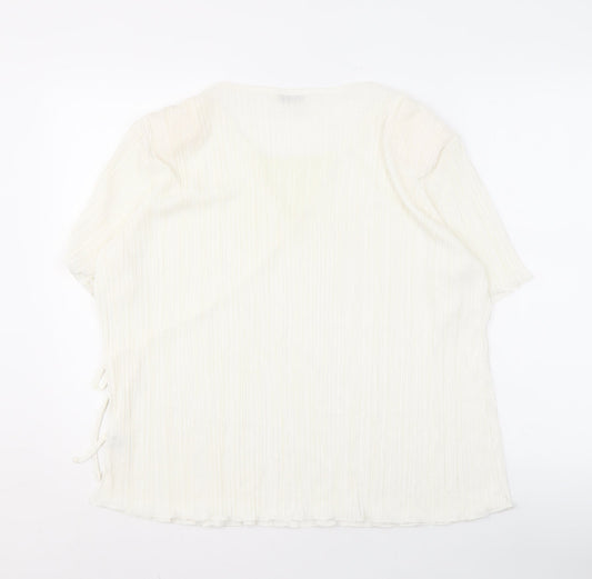 Bassini Women's Ivory Wrap Blouse Size XL