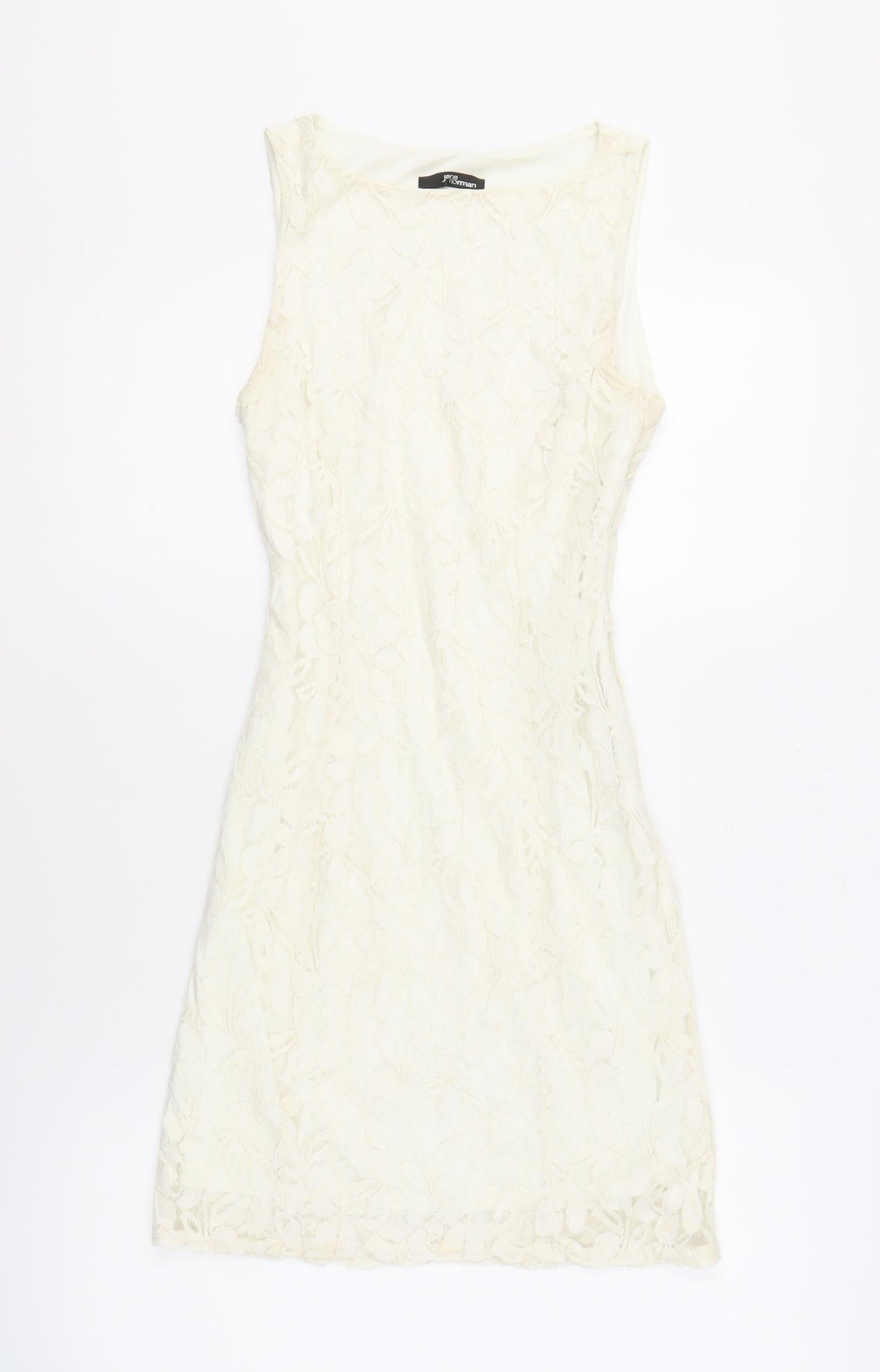 Jane Norman Women’s Ivory Lace Dress, Size 8, Sleeveless