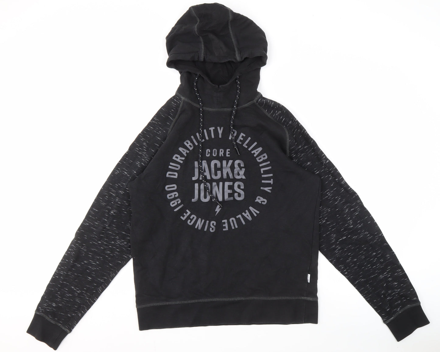 Jack & Jones Men's Black Pullover Hoodie, Size L