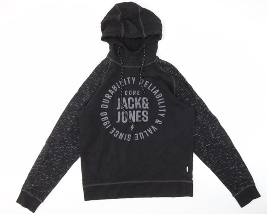 Jack & Jones Men's Black Pullover Hoodie, Size L