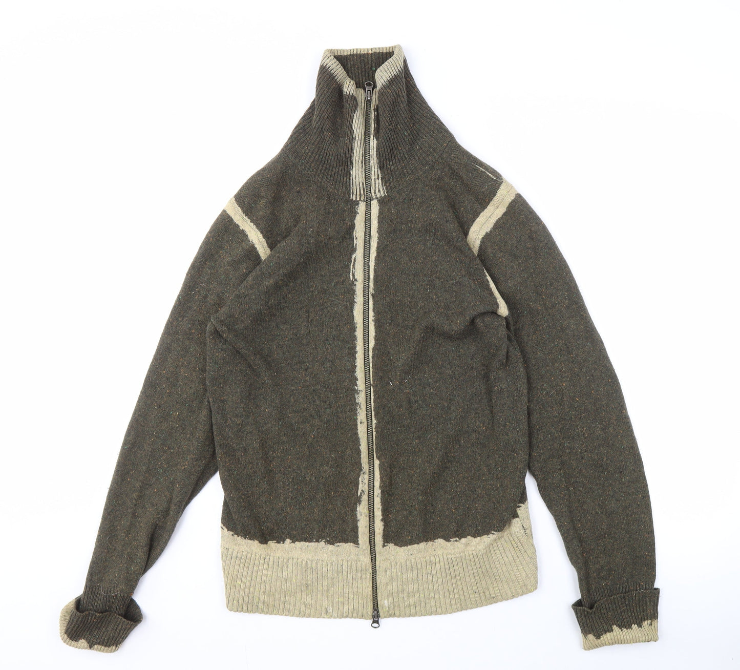 FCUK Men's Brown Full Zip Jumper, Size S, High Neck