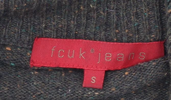 FCUK Men's Brown Full Zip Jumper, Size S, High Neck