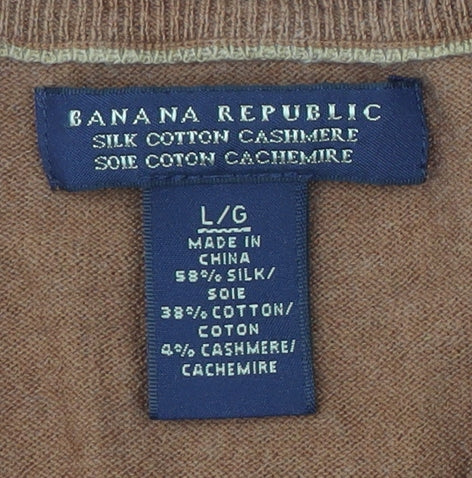 Banana Republic Men's Brown V-Neck Sweater - Size L