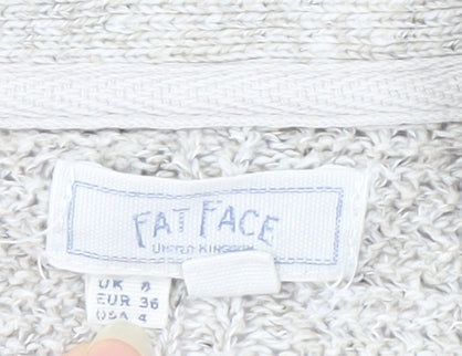 Fat Face Women’s Beige Open Front Cardigan, Size 8, Knit Pockets