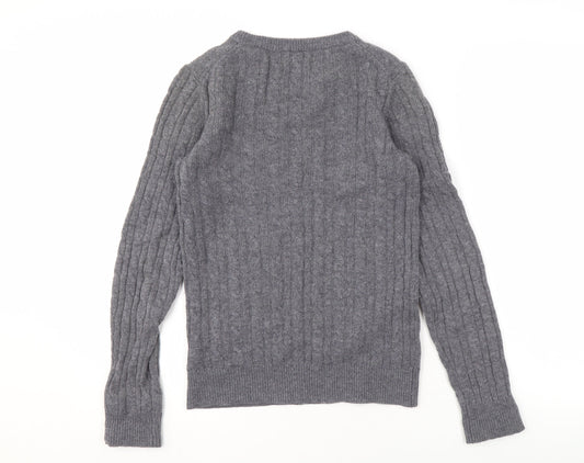 Jack Wills Women's Grey Cable-Knit Jumper Size 6