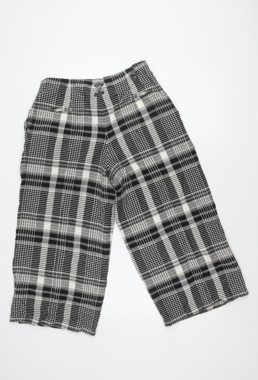 Anthropologie Women's Black Plaid Cropped Trousers 10