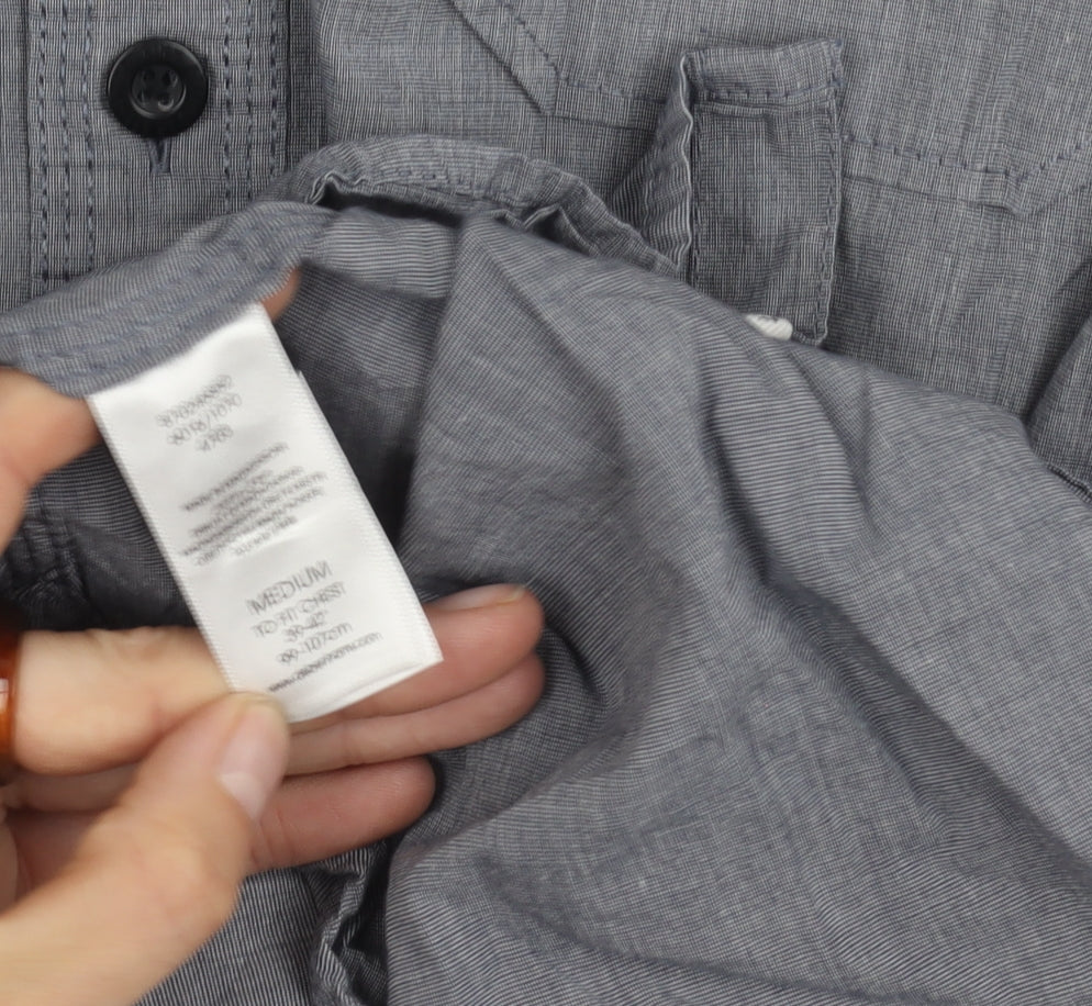 Brand and care label for St George By Duffer Men's Grey Medium Long Sleeve Shirt
