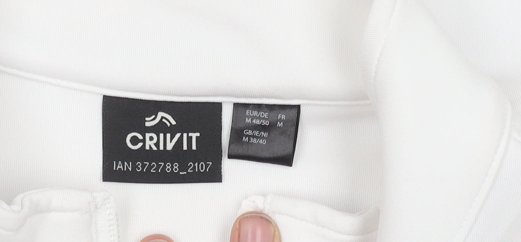 Brand and care label for Crivit Men's White Pullover M Logo Detail