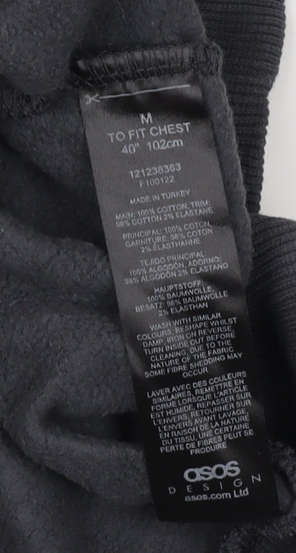 Close-up detail of ASOS DESIGN Men's Black M Pullover Studded Sweatshirt