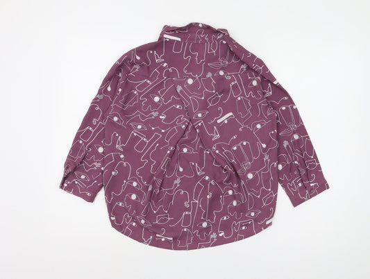Womens UK Size XS Monki Purple Polyester Button-Up