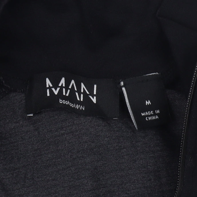 Brand and care label for boohooMAN Black Men's Long Sleeve 1/4 Zip Top M