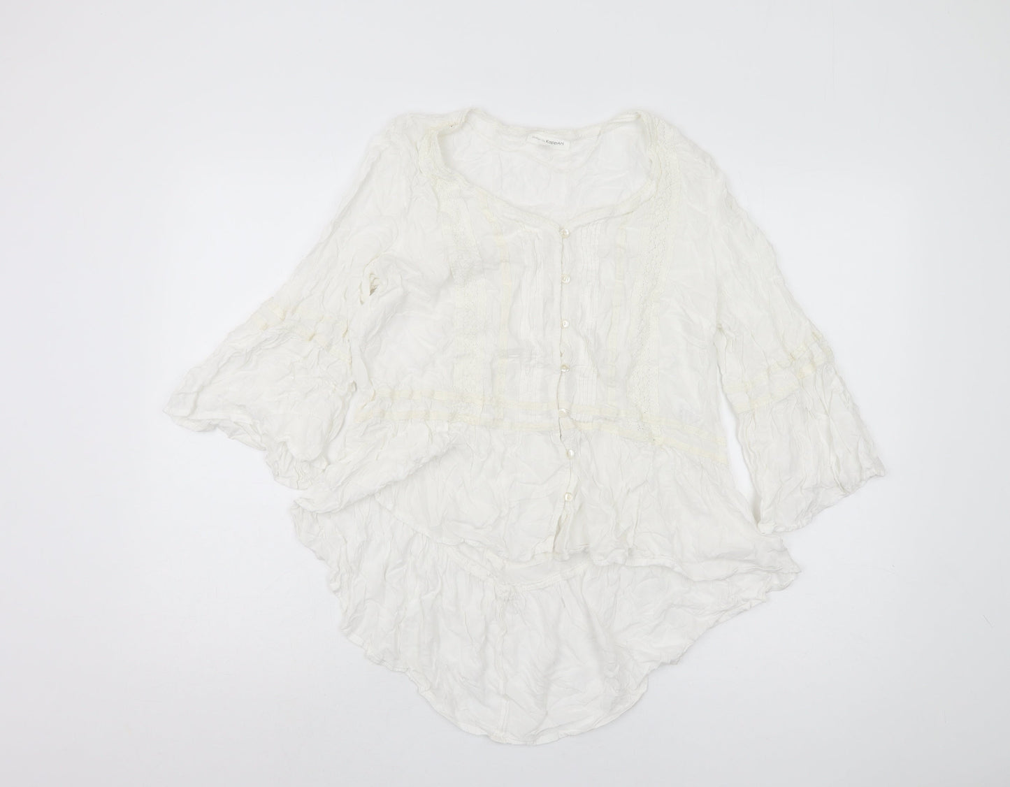 KappAhl Women's White 3/4 Sleeve Blouse Size 14 Casual
