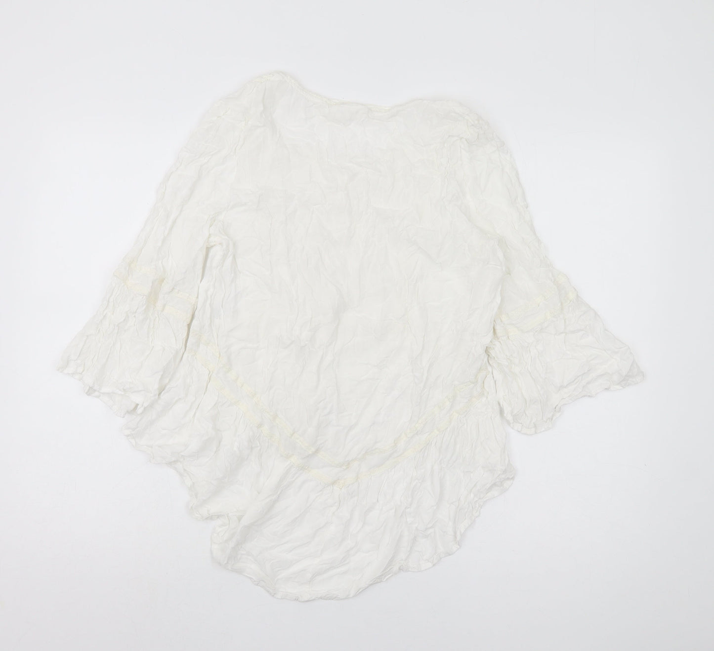 KappAhl Women's White 3/4 Sleeve Blouse Size 14 Casual