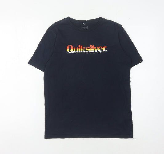 Quiksilver Blue Unisex T-Shirt, Size 14, Cotton Crew Neck Casual
