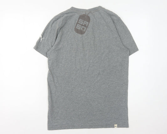 Mens UK Size S PUMA Grey Cotton Blend T-Shirt