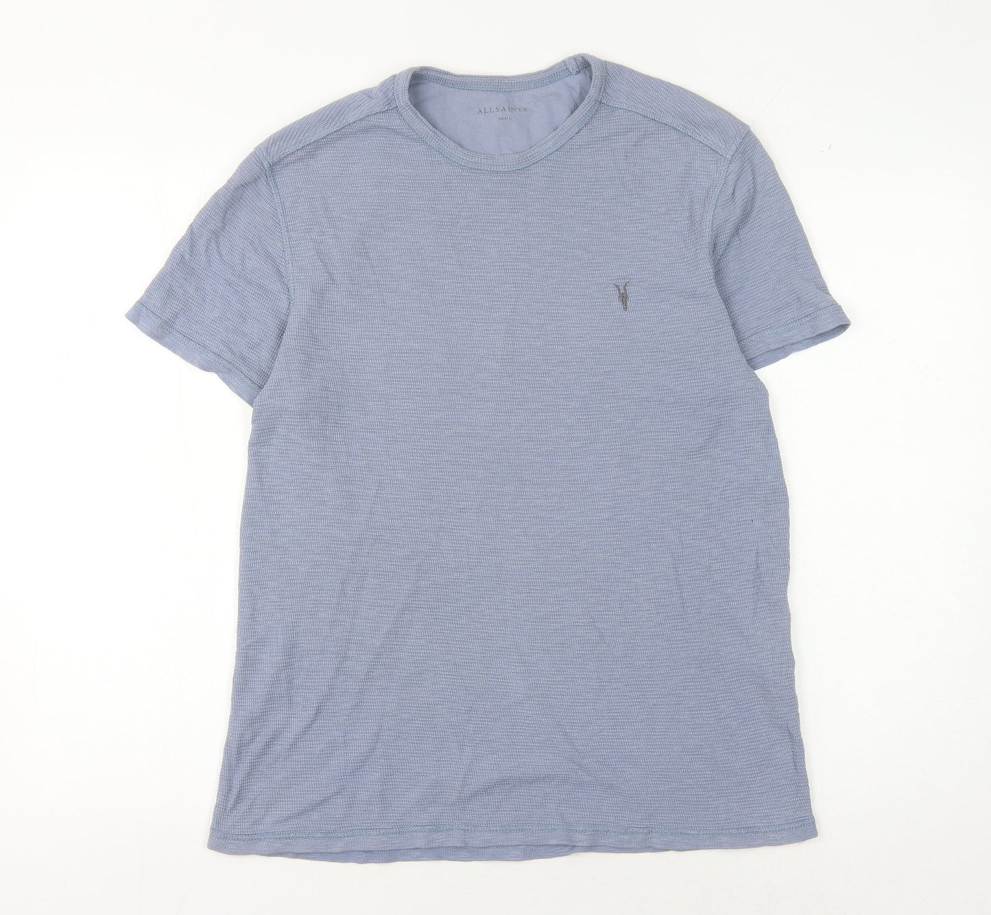 AllSaints Men's Blue Cotton Crew Neck T-Shirt - Size S