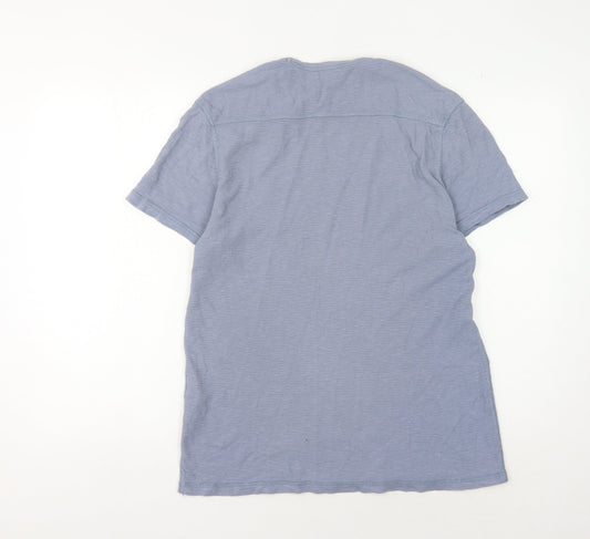 AllSaints Men's Blue Cotton Crew Neck T-Shirt - Size S