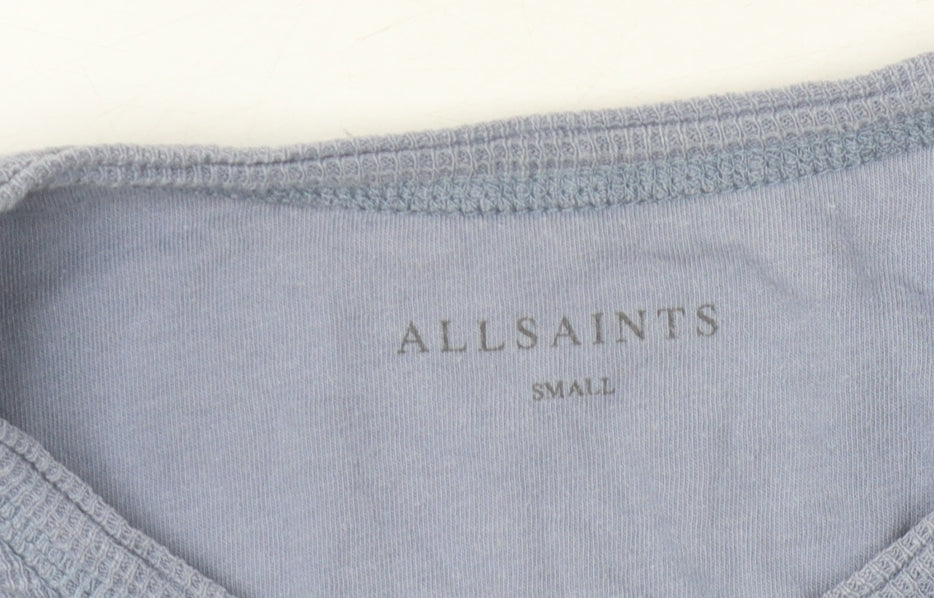 AllSaints Men's Blue Cotton Crew Neck T-Shirt - Size S