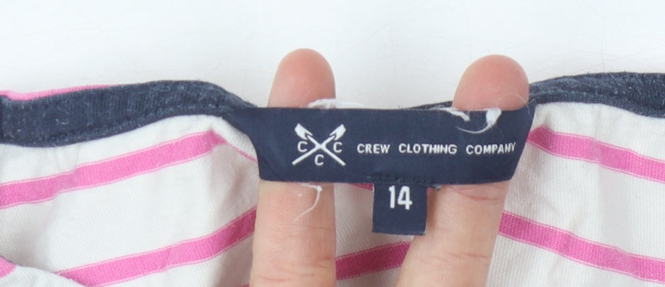 Crew Clothing Company Women's Pink Striped T-Shirt Size 14